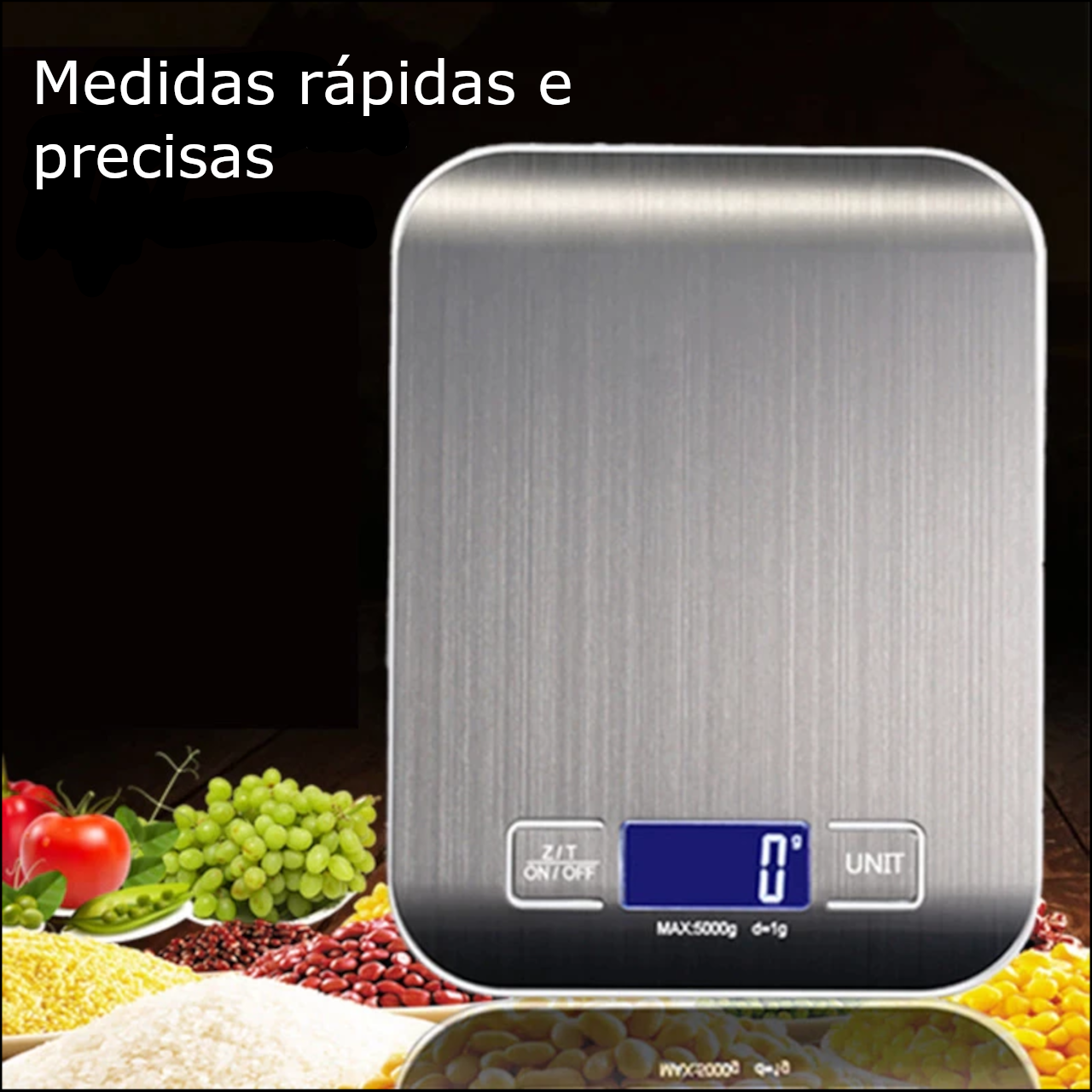 Balança De Cozinha para Alimentos de Aço Inoxidável Digital De Alta Precisão 1g a 10kg