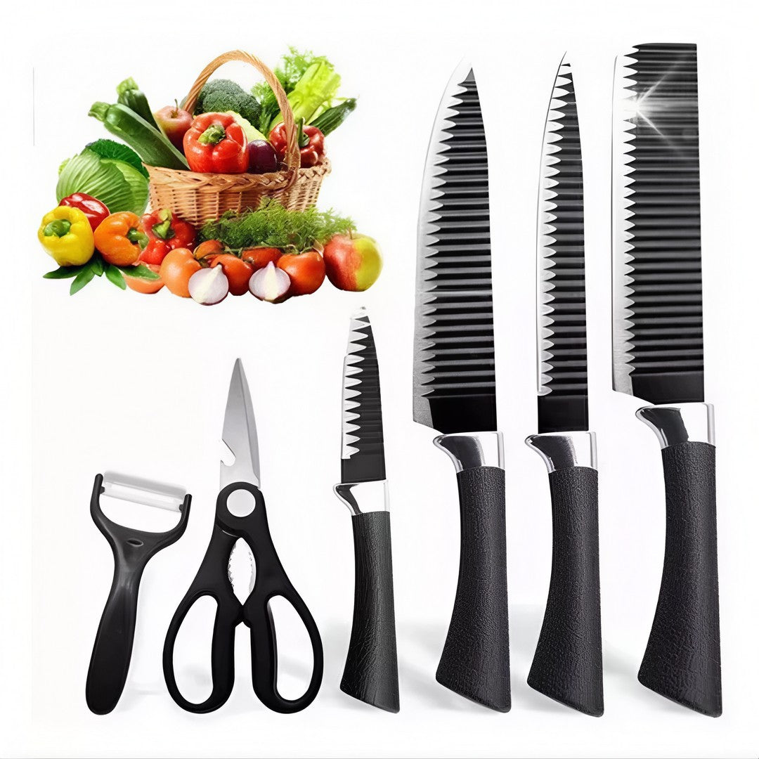 KIT 6 Peças para Churrasco Premium em Aço Inoxidável