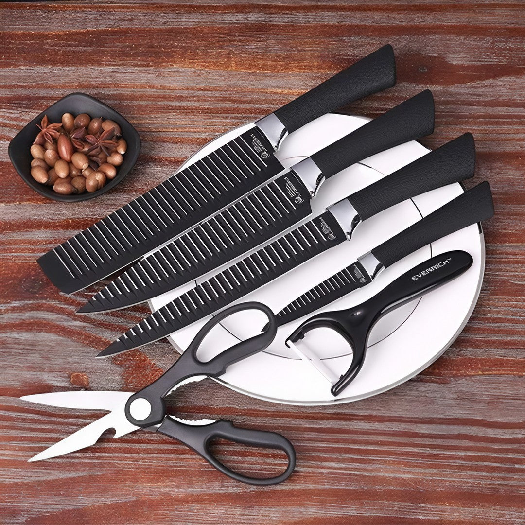 KIT 6 Peças para Churrasco Premium em Aço Inoxidável