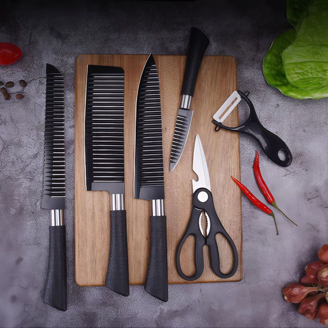 KIT 6 Peças para Churrasco Premium em Aço Inoxidável