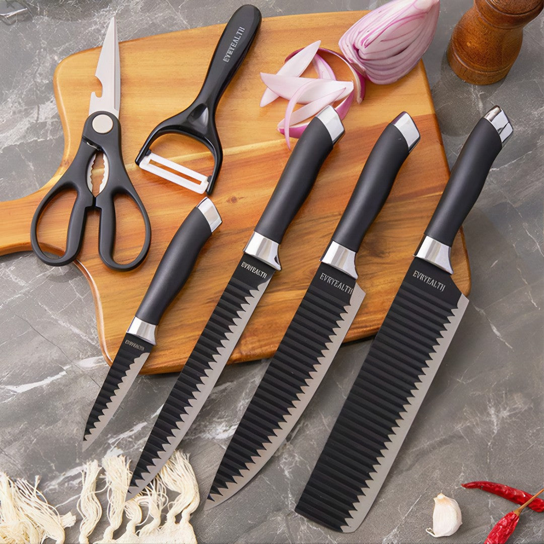 KIT 6 Peças para Churrasco Premium em Aço Inoxidável